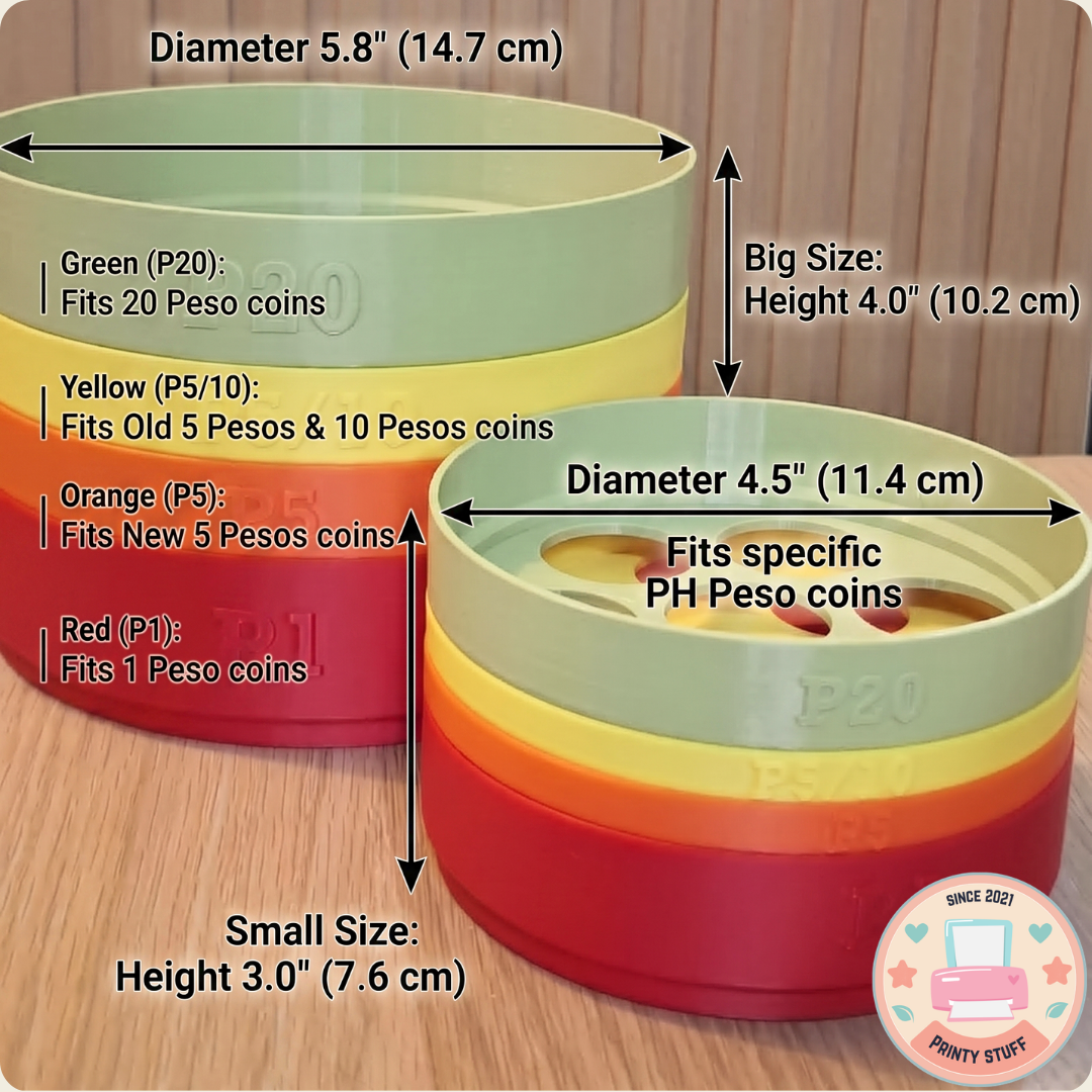 Stackable Philippine Coin Sorter / Organizer (Small & Big Sizes)