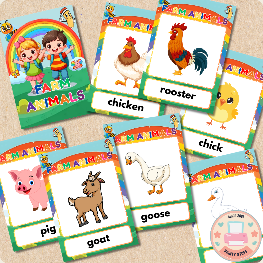 Down on the Farm: Farm Animal Learning Flashcards