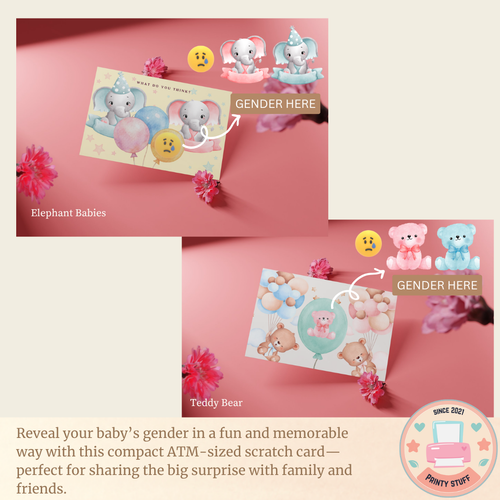 ATM Size Scratch Card Gender Reveal (10pcs Set) – Guess & Scratch Surprise | Part 1
