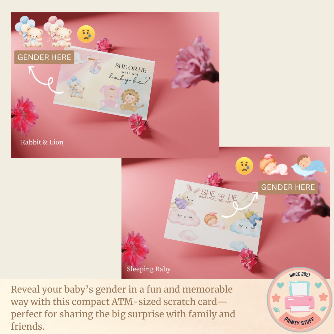 ATM Size Scratch Card Gender Reveal (10pcs Set) – Guess & Scratch Surprise | Part 2