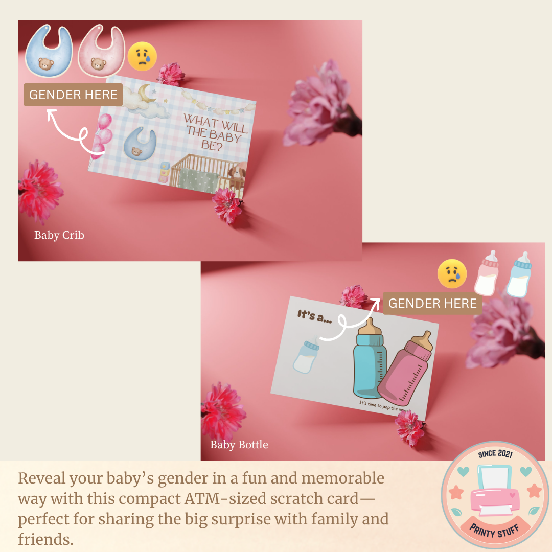 ATM Size Scratch Card Gender Reveal (10pcs Set) – Guess & Scratch Surprise | Part 2
