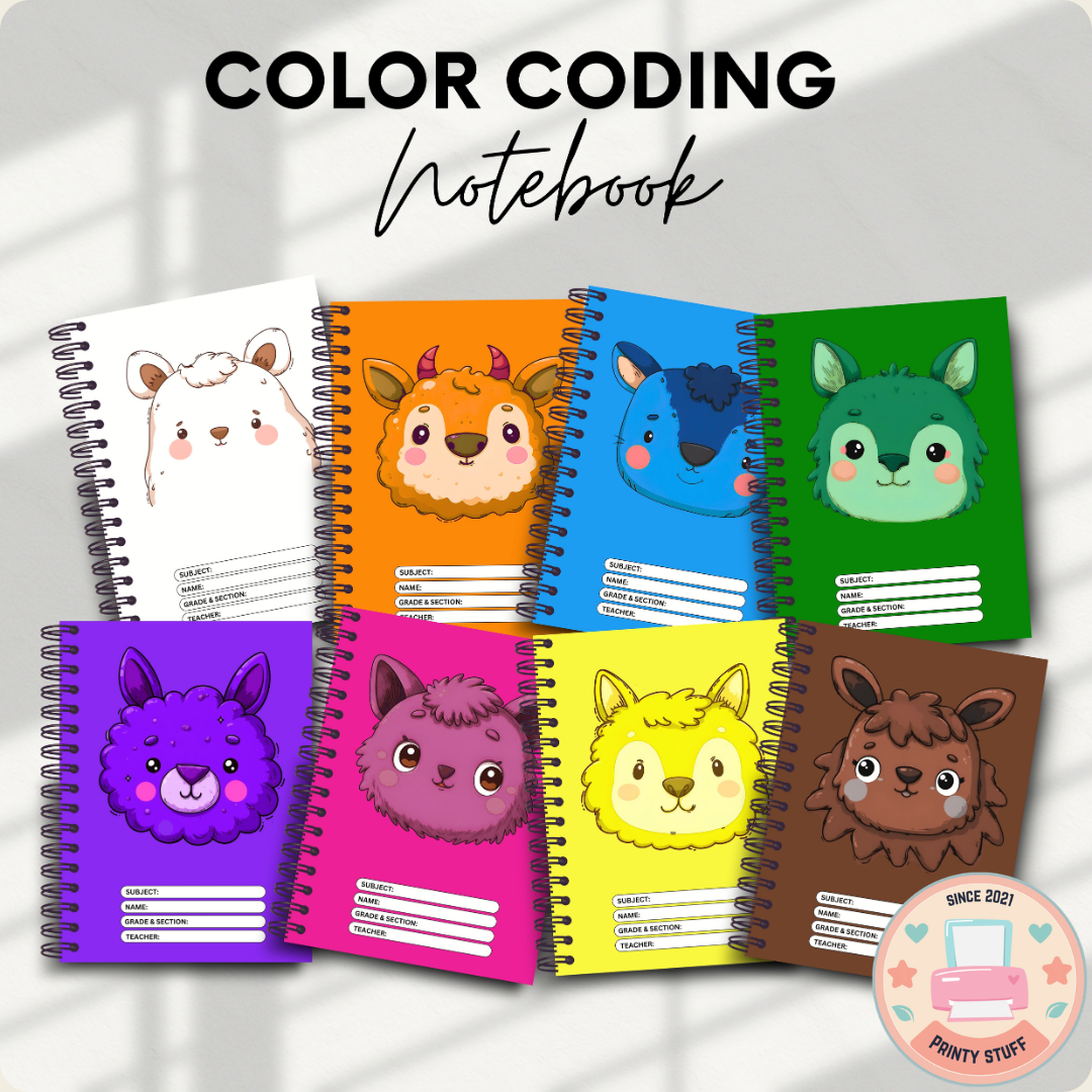 Color Coding Animal Faces Notebook