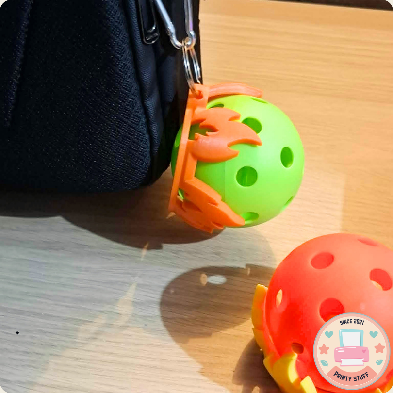 Pickleball Ball Holder Keychain Flame Design with Keychain