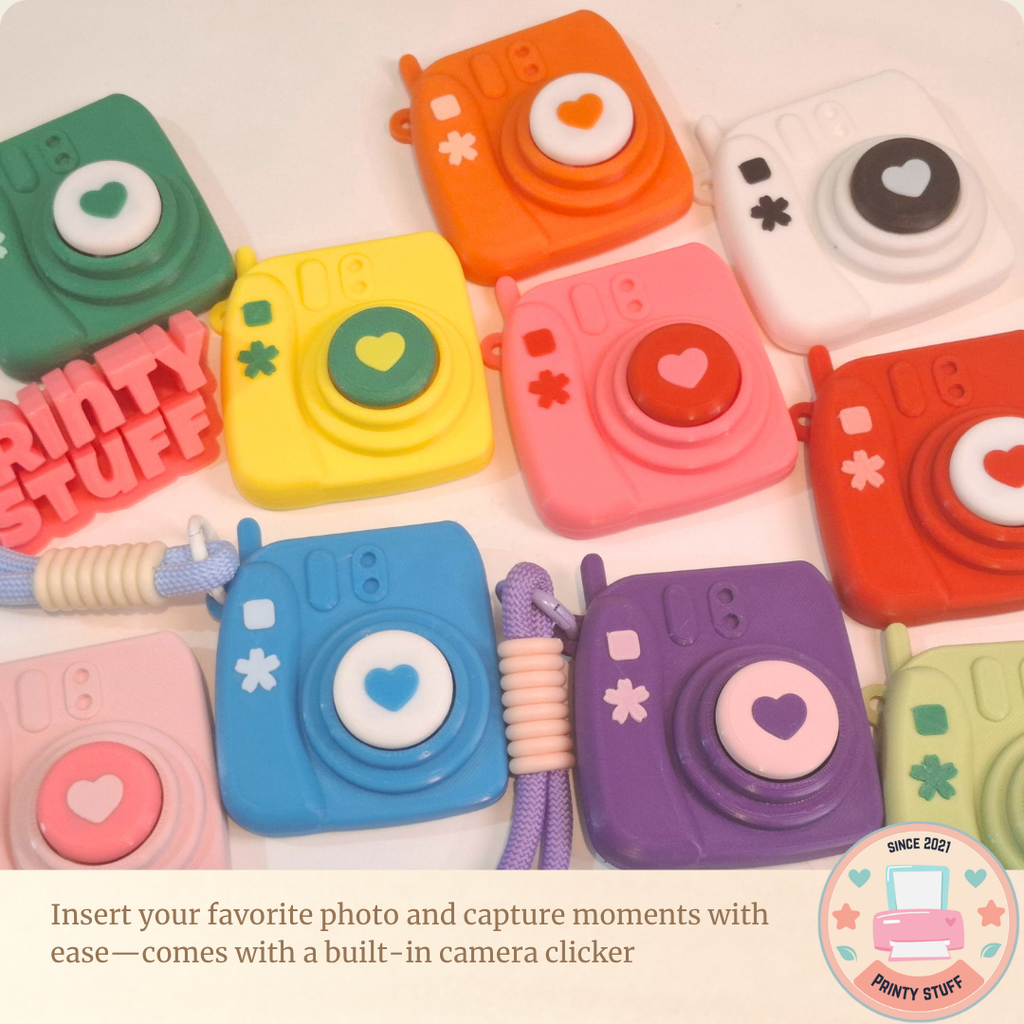 Instax-Polaroid-Inspired Photo Keychain Clickable Camera button Fidget