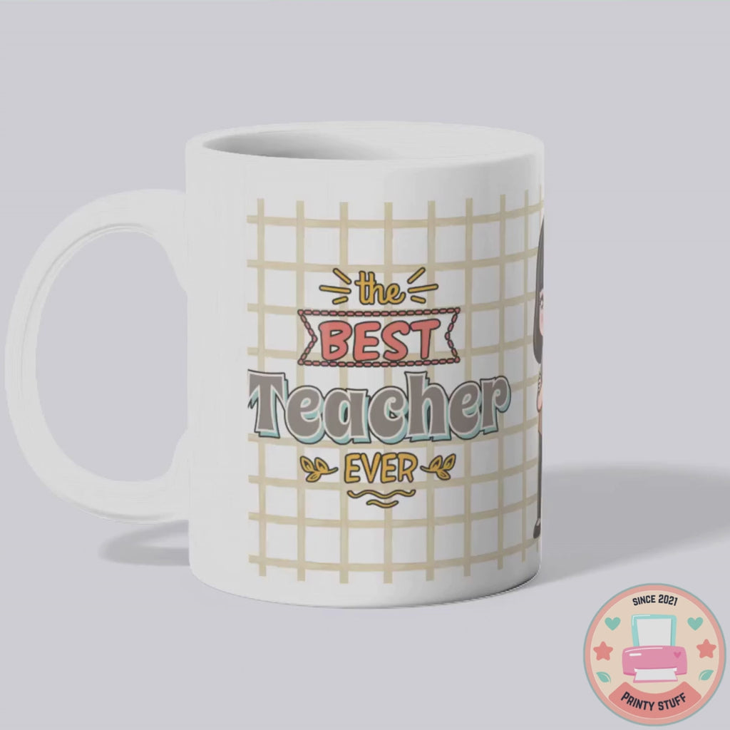 "The Best Teacher Ever - Happy Teacher's Day" Female Chibi Grid Coffee Mug