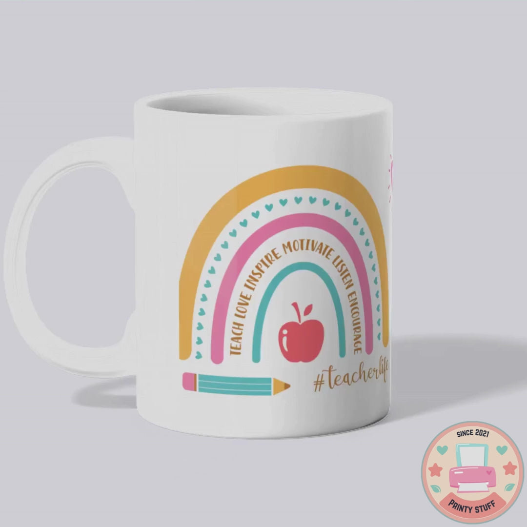 Boho Rainbow "Thank You" Teacher Coffee Mug