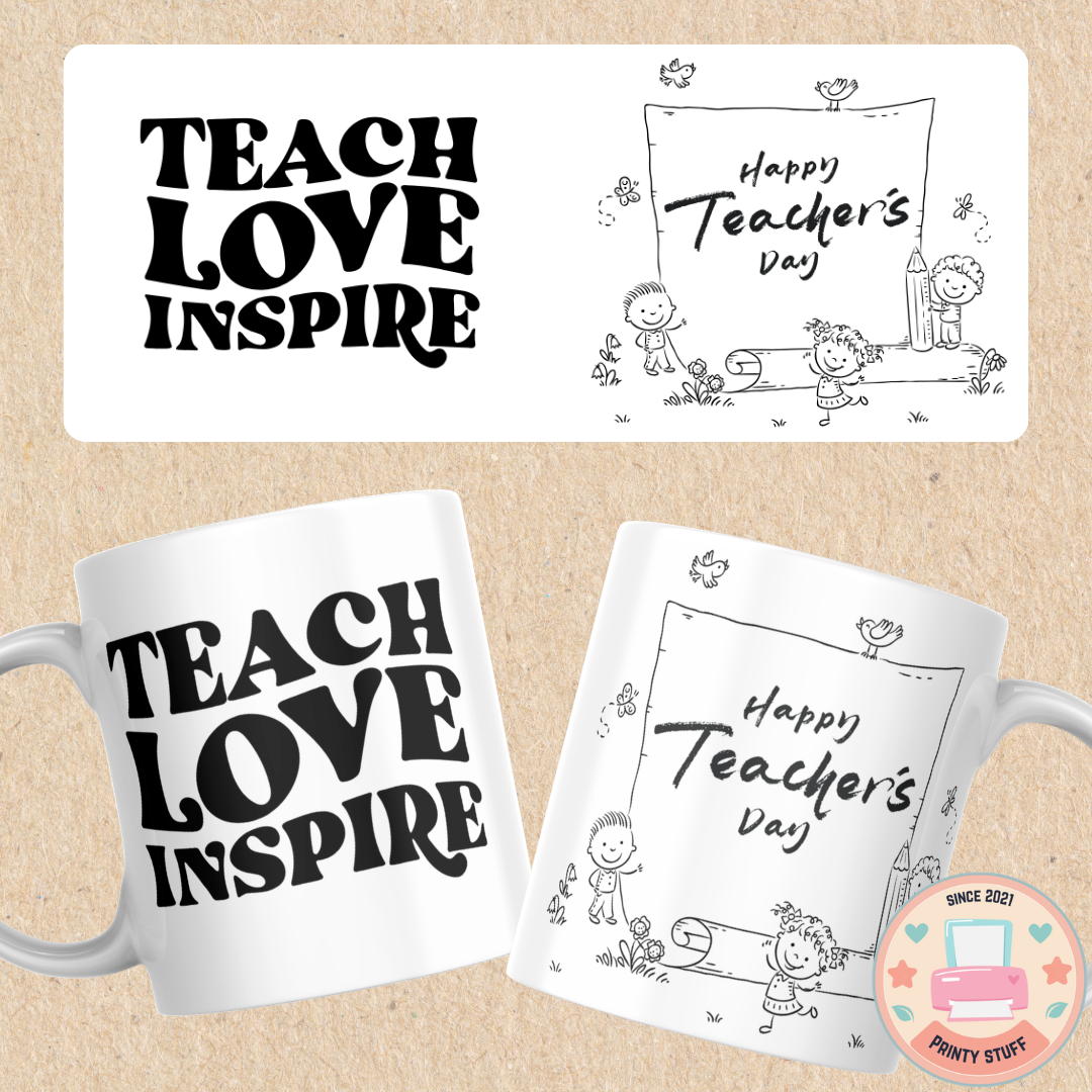 "Teach Love Inspire" Doodle Frame Coffee Mug