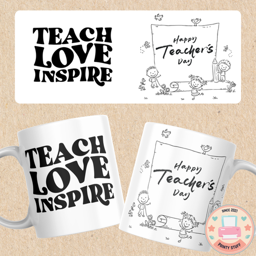 "Teach Love Inspire" Doodle Frame Coffee Mug