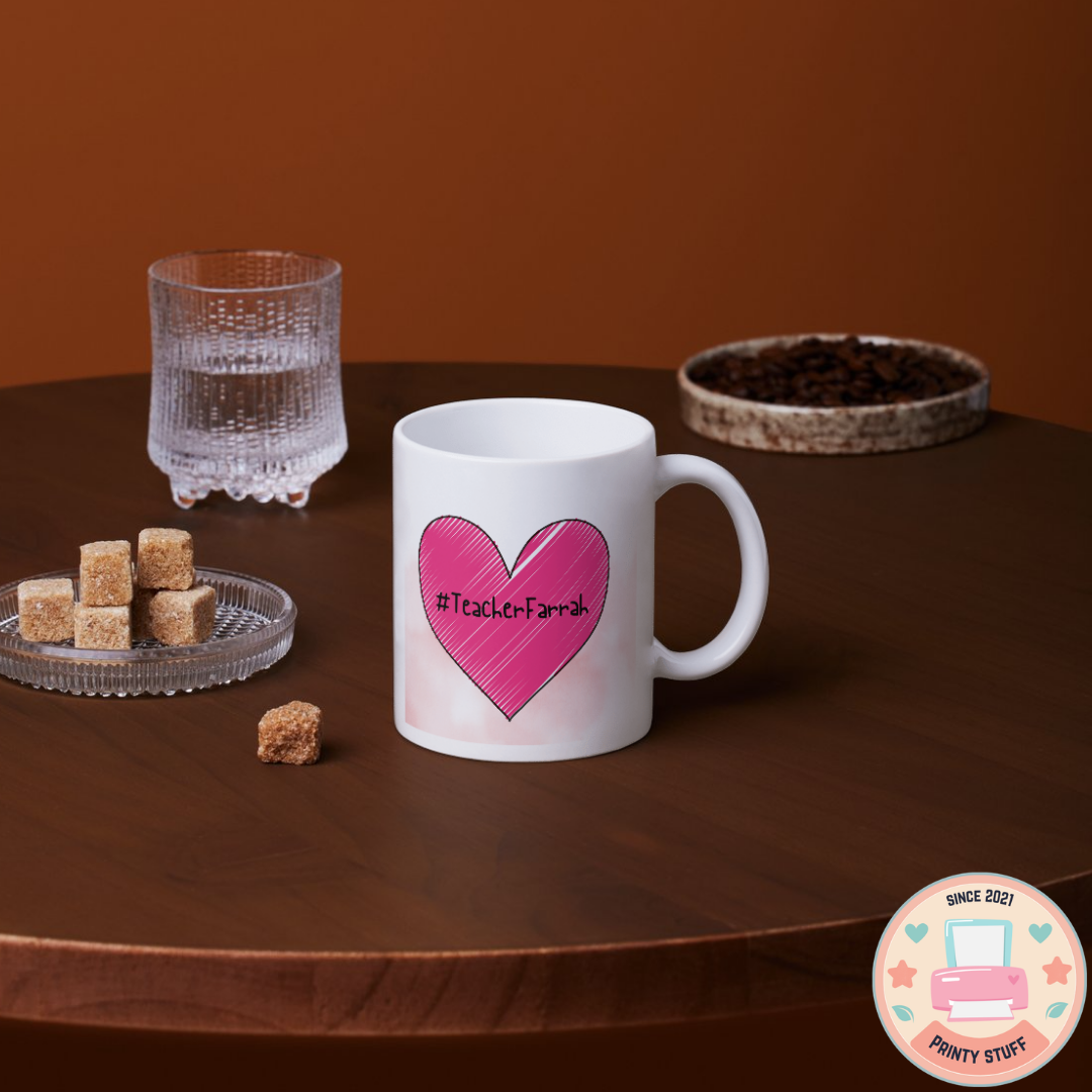 "Big Heart Little Minds" Pink Heart Coffee Mug