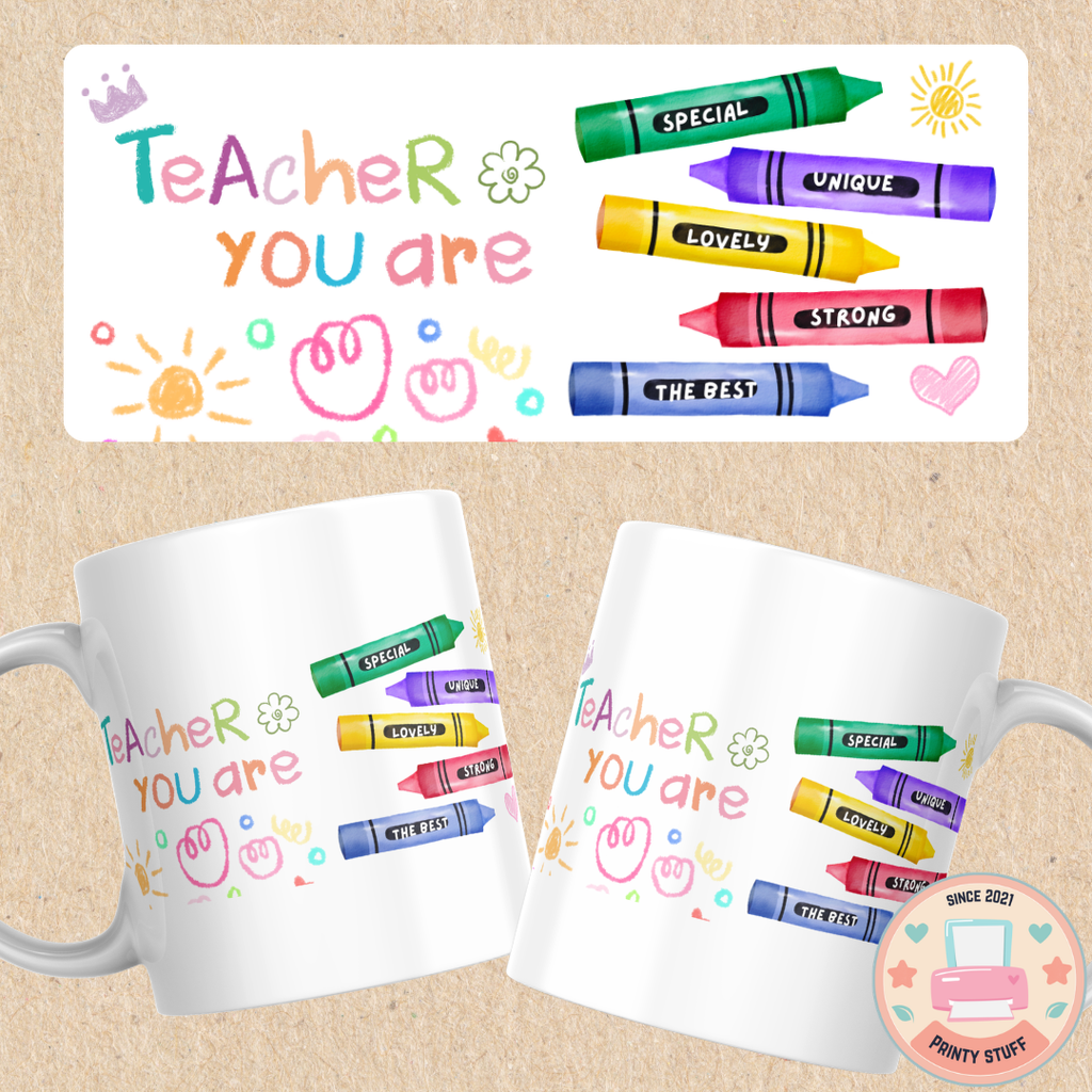 "Teacher You Are" Crayon Graphic Coffee Mug