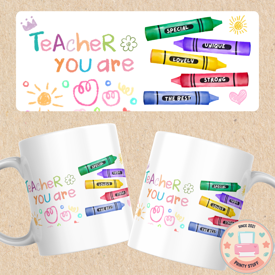"Teacher You Are" Crayon Graphic Coffee Mug