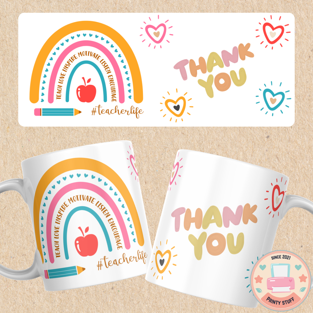 Boho Rainbow "Thank You" Teacher Coffee Mug