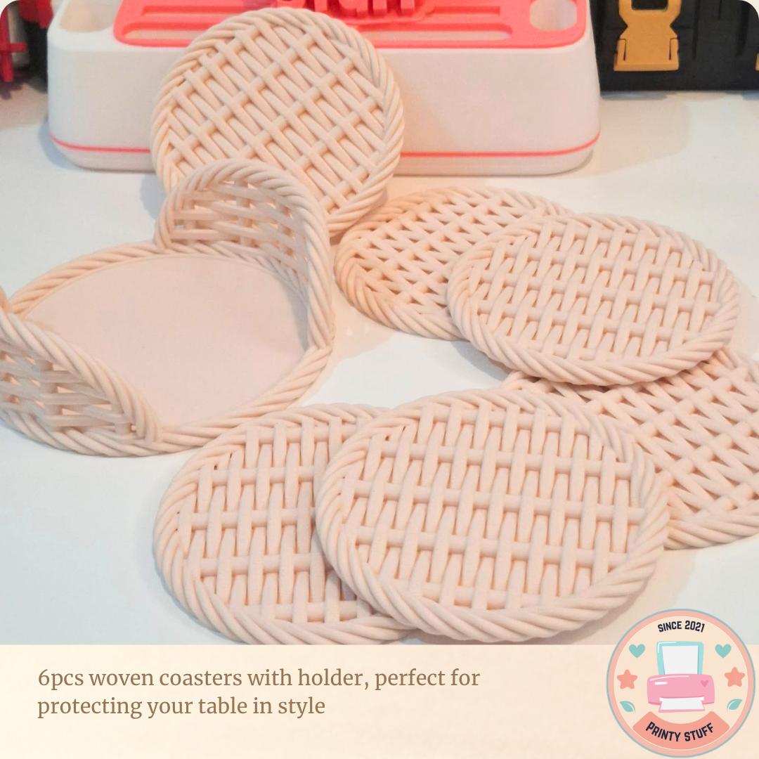 Woven Coasters Set (6pcs with Holder)