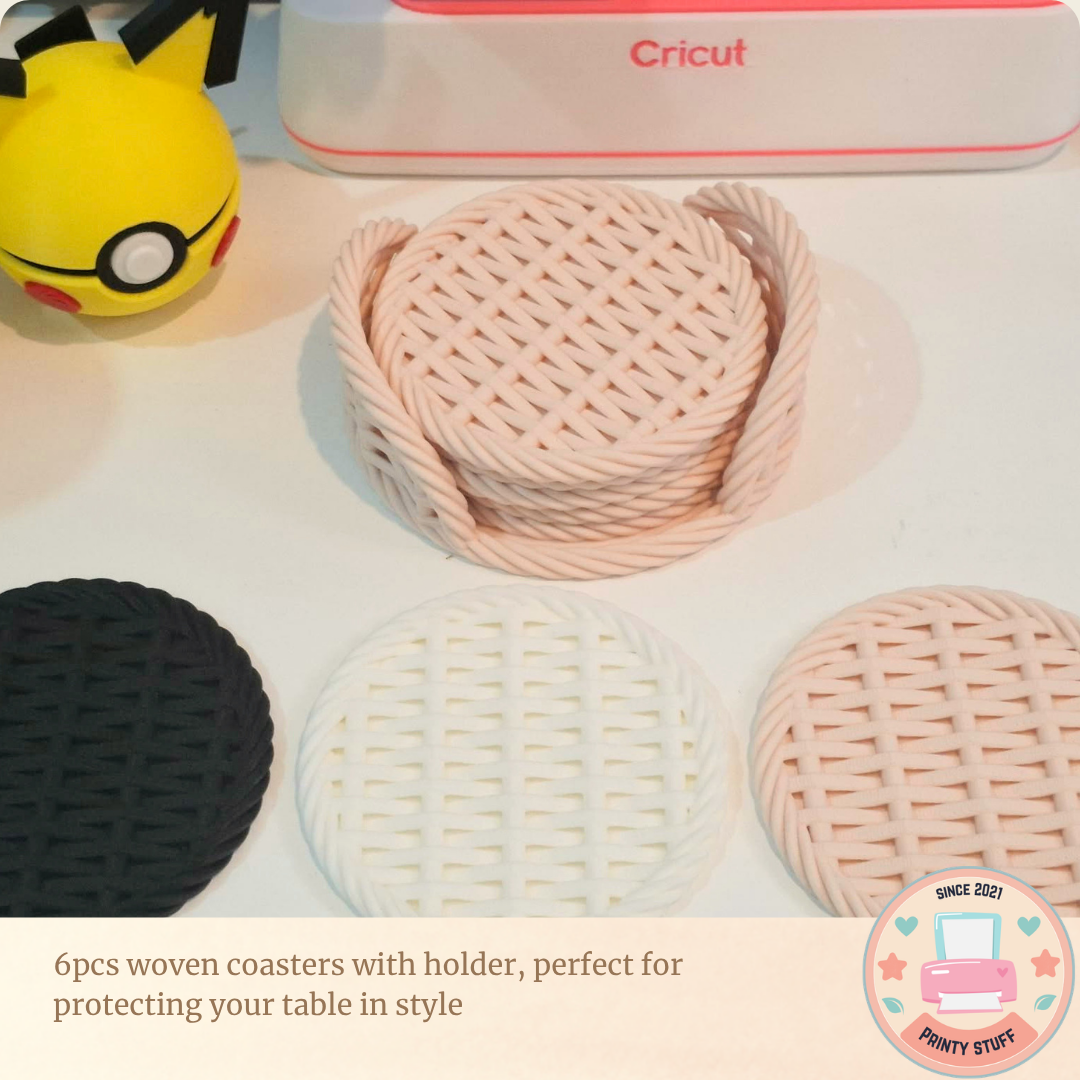 Woven Coasters Set (6pcs with Holder)